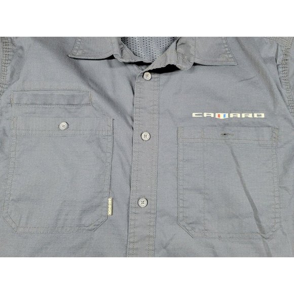 Dri Duck Fishing Outdoor button Shirt Mens Large Blue Short Sleeve Vented Camaro - Picture 1 of 8